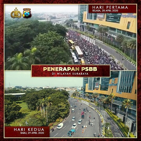 Hari Kedua PSBB Surabaya Raya, Bundaran Waru Lancar