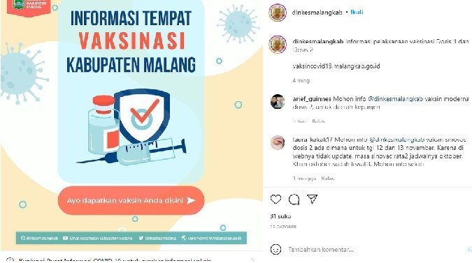Vaksinasi Dosis Kedua di Kabupaten Malang, Pelaksanaanya di Puskesmas, Ini Jadwalnya