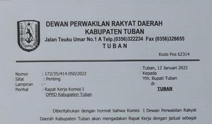  Terkait Pejabat Non-Job,  DPRD Tuban Kembali Panggil  Bupati