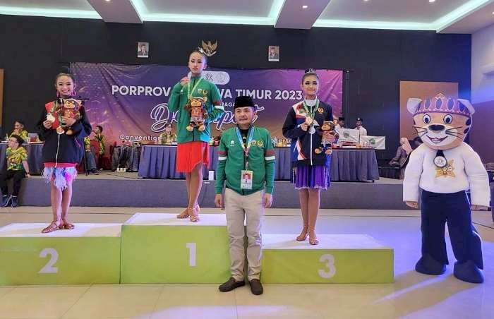 Atlet Dance Sport Bangkalan Sumbang  2 Emas Perdana dalam Kategori Berbeda di Porprov Jatim VIII
