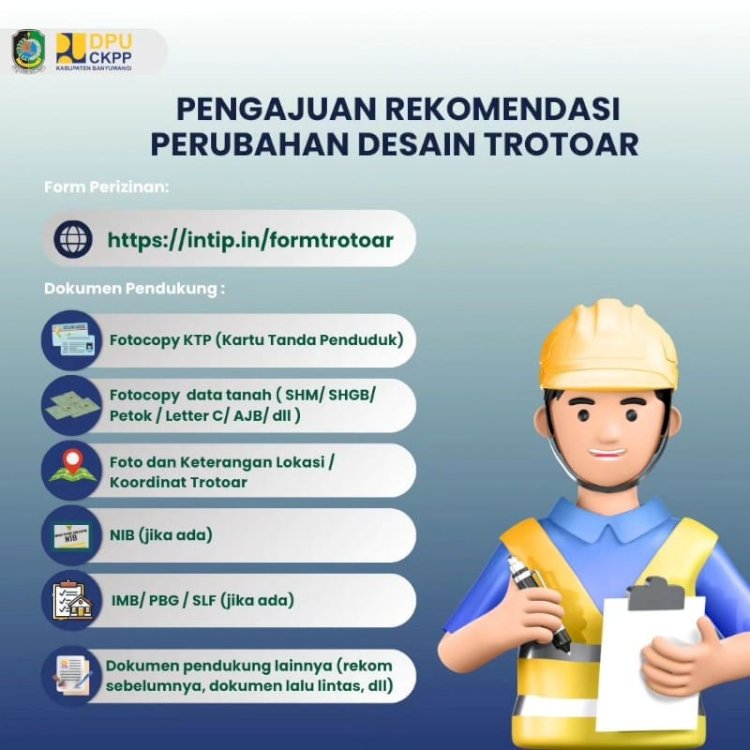 Dinas PU CKPP Banyuwangi Buka Layanan Pengajuan Rekomendasi Perubahan Desain Trotoar