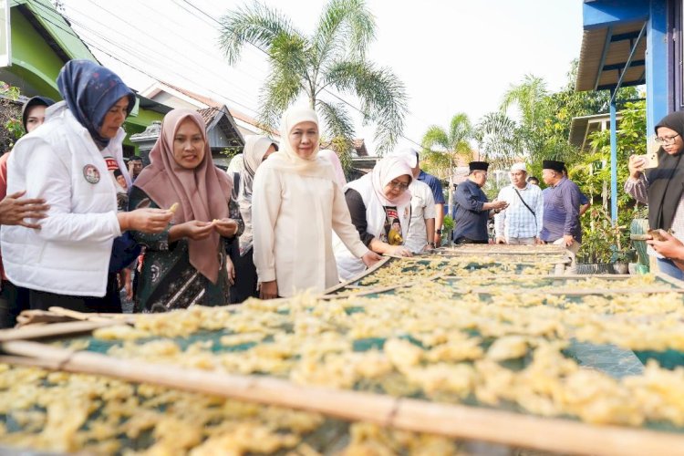 Khofifah Kunjungi Kampung Kripik Olahan Ayam