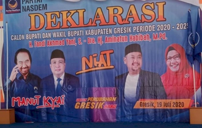 Pilbup Gresik 2020, Rekom Nasdem Diserahkan Niat saat Deklarasi