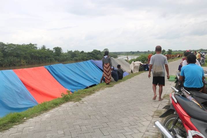 Ratusan Pengungsi Bertahan di Tanggul Brantas