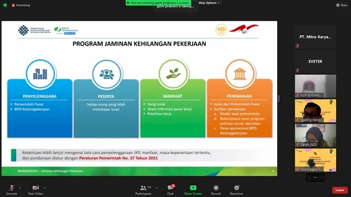 Sosialisasikan Program Jaminan Kehilangan Pekerjaan, BPJAMSOSTEK Tulungagung Gelar Webinar