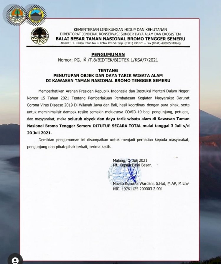 Dampak PPKM Darurat, Pendakian ke Gunung Semeru dan Bromo Ditutup Total