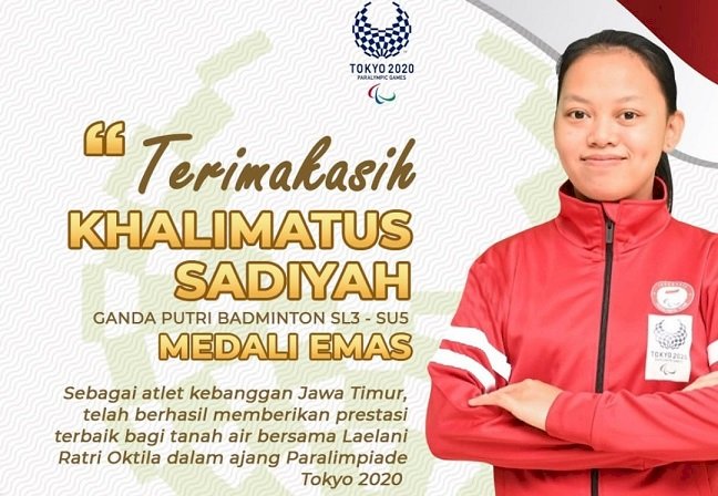 Atlet Bulutangkis Jatim Berikan Emas Pertama Paralimpiade, Gubernur Khofifah Beri Apresiasi