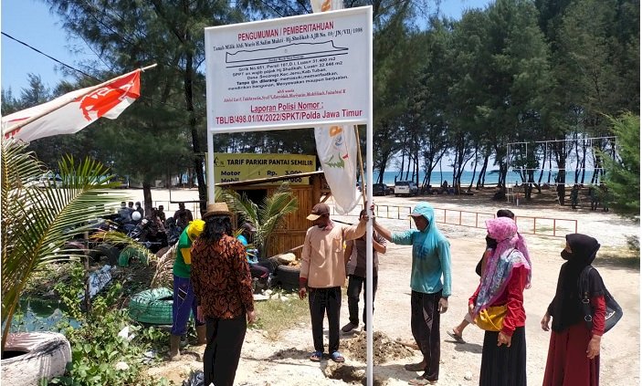 Sengketa Tanah Pantai Semilir Berlanjut, Ahli Waris Pasang Papan Pengumuman di Pintu Masuk