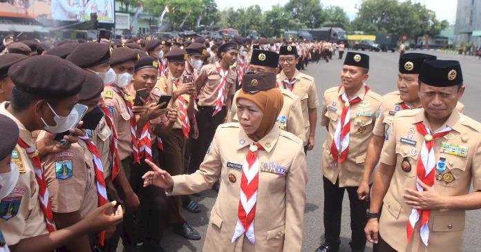 Apel Wawasan Kebangsaan dan Bela Negara, Khofifah: Pramuka adalah Manusia Pancasila yang Siap Jaga NKRI