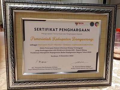 Banyuwangi jadi Pilot Project Terbaik Sistem Informasi Kinerja Terintegrasi dari BKN