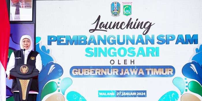 Launching Pembangunan SPAM Singosari ,  Gubernur Khofifah Pastikan 525 KK di Lima Desa Dapatkan Jaringan Layanan Air Bersih