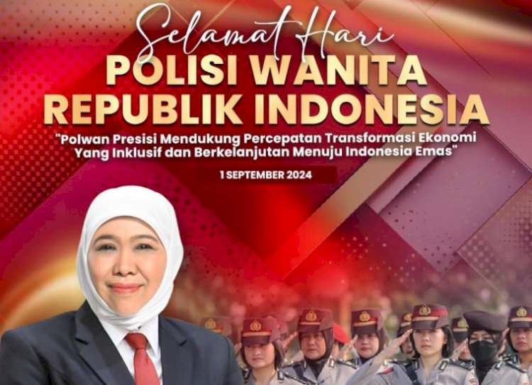 HUT Polwan, Khofifah Ajak Mendukung Tercapainya Indonesia Emas