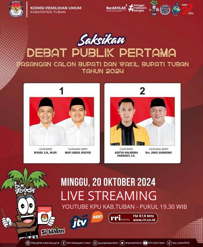 Debat Perdana Cabup dan Cawabup Tuban, KPU Imbau Masyarakat Bisa Menyaksikan Live Streaming