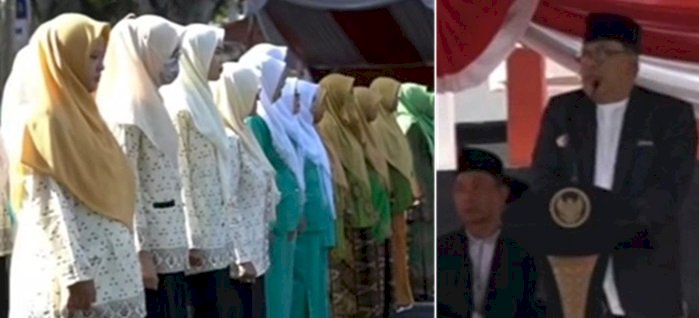 Ribuan Santri Mengikuti Upacara Hari Santri Di Halaman Kantor Wali Kota Blitar